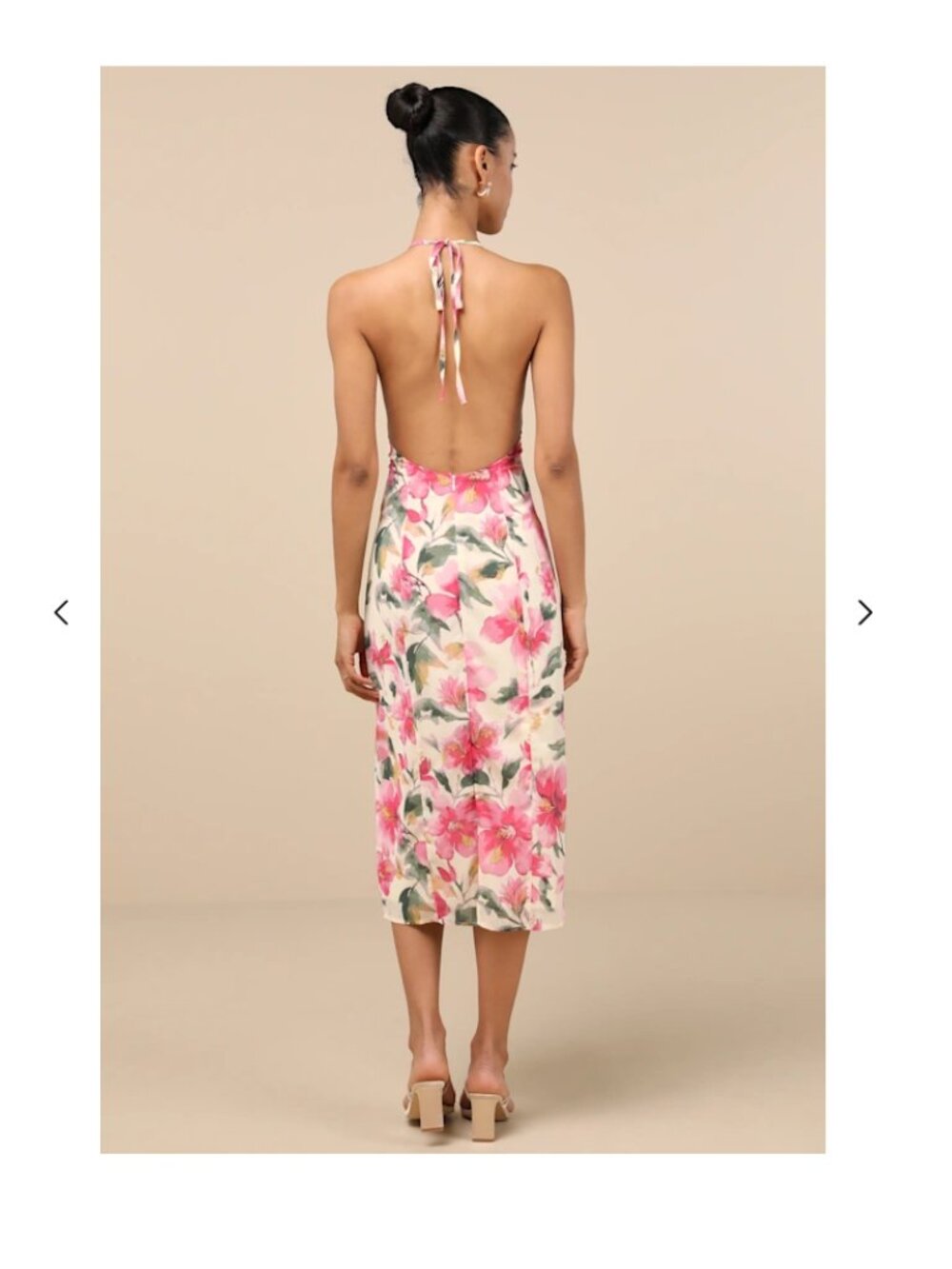 Lulus Harleigh Light Yellow Floral Halter Midi Dress Small Chiffon New With Tags - Picture 12 of 17